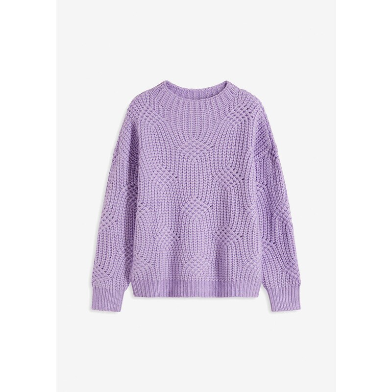 bonprix Pulóver, hrubo pletený, farba fialová 60785109