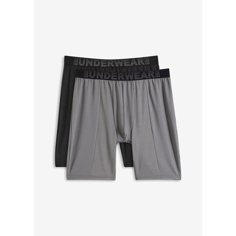 bonprix Dlhé boxerky (2 ks), úzke, farba šedá 60785120