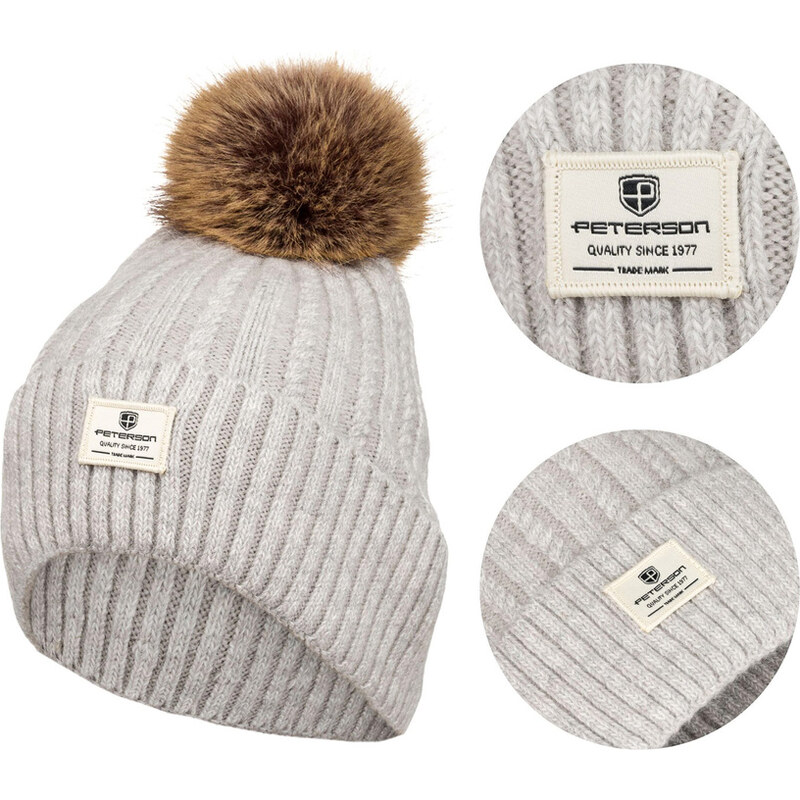 Sivá dámska čiapka s brmbolcom na zimu – Peterson 60788567