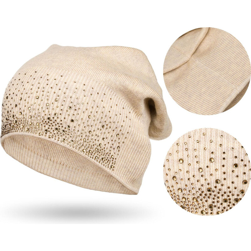 Dámska béžová čiapka s kryštálikmi – Peterson 60788592