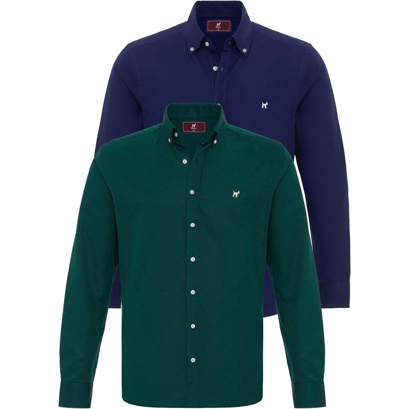 Williot Košeľa tmavomodrá / zelená / biela 60911247
