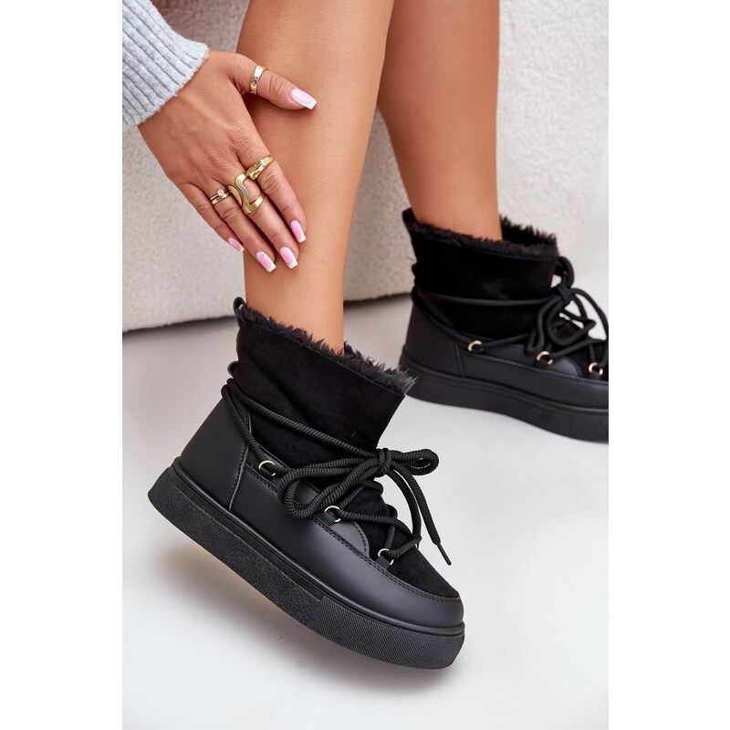 Boto FI1 Dámske Snehule Na Platforme Zateplené S Rúškom Čierne Aziara 60794855