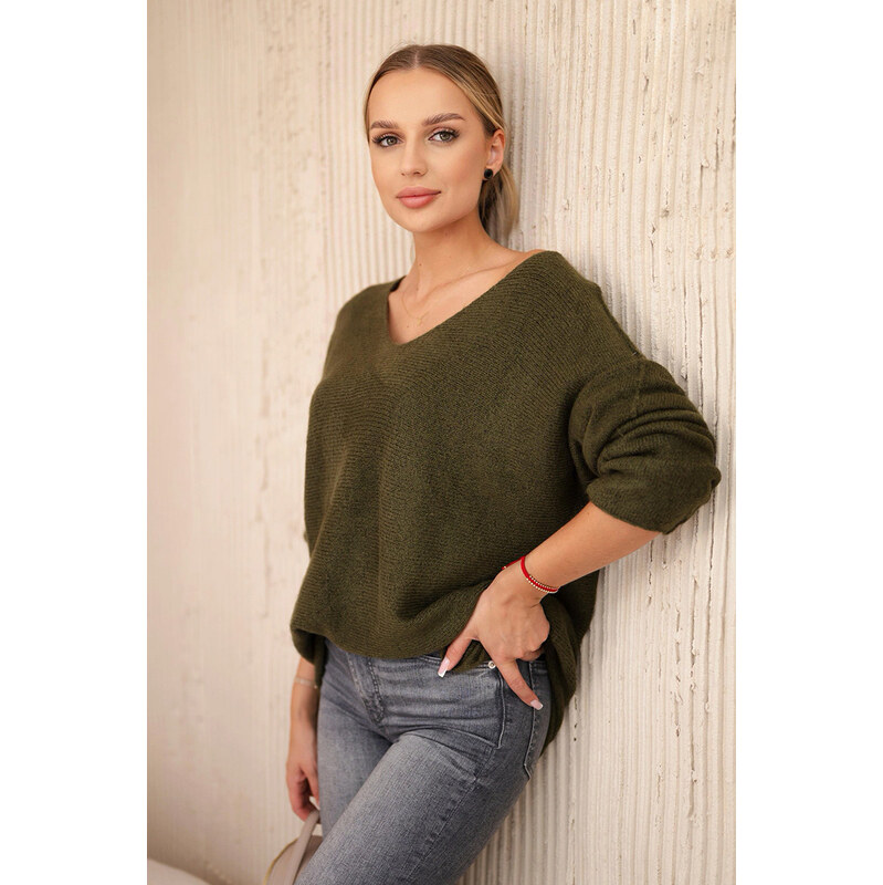 Fashionweek Dámsky sveter ľahký vlnený sveter, výstrih do V K47 60937666