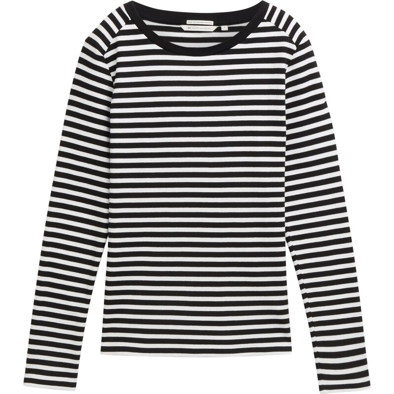 TOM TAILOR DENIM Tričko čierna / biela 60961029