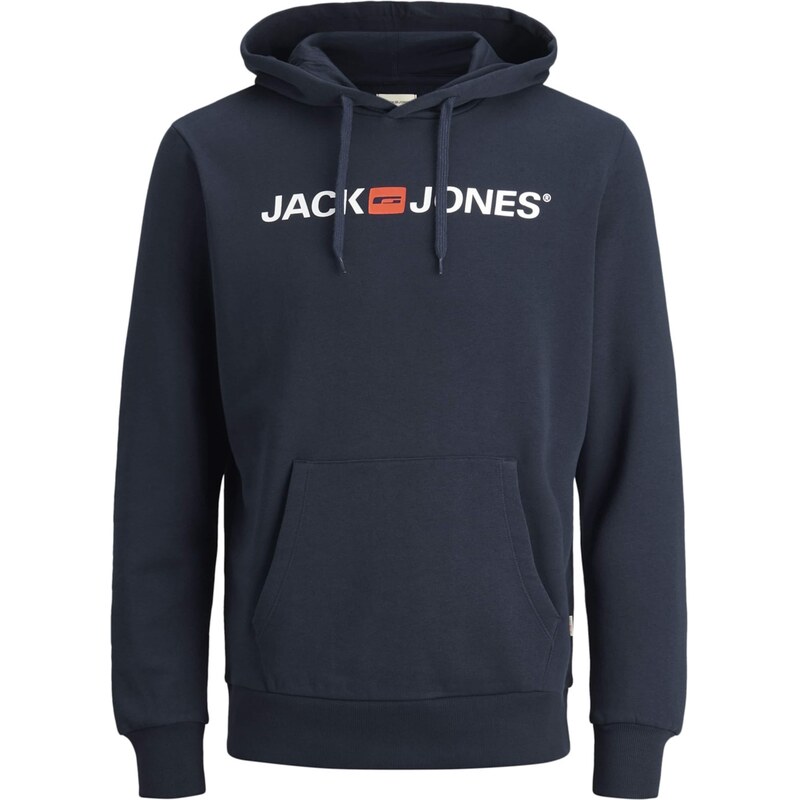 JACK & JONES Mikina Marco Bowie tmavomodrá / jasne červená / šedobiela 60917435