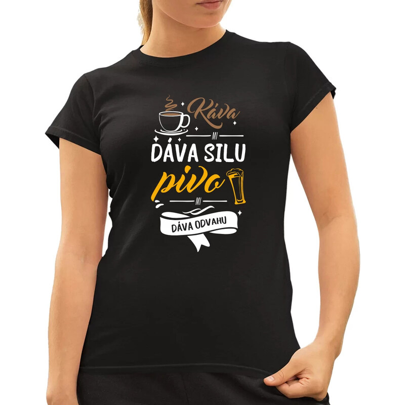 E-shop Garibald Káva mi dáva silu, pivo mi dáva odvahu - dámske tričko