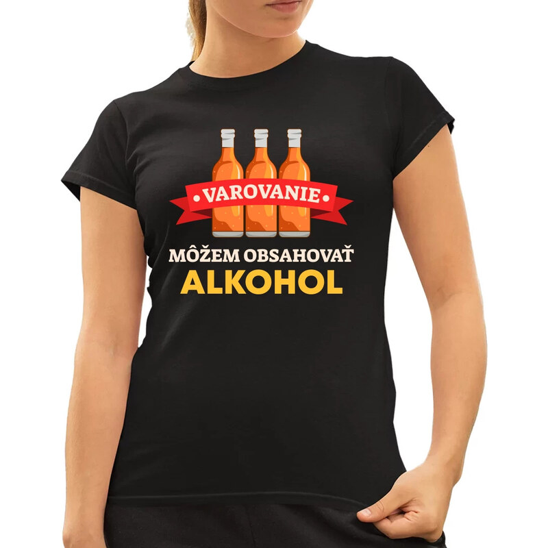 E-shop Garibald Varovanie: môžem obsahovať alkohol - dámske tričko s