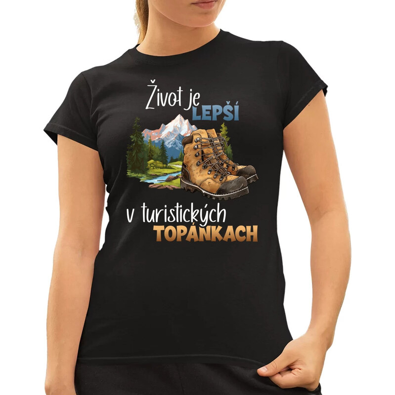 E-shop Garibald Život je lepší v turistických topánkach - dámske tričko