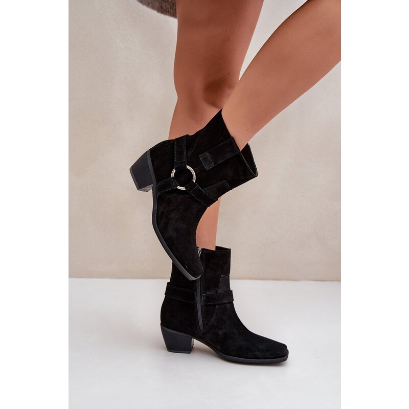 Botičky Z Prírodného Semišu Na Opätku Čierne Zazoo 60834935