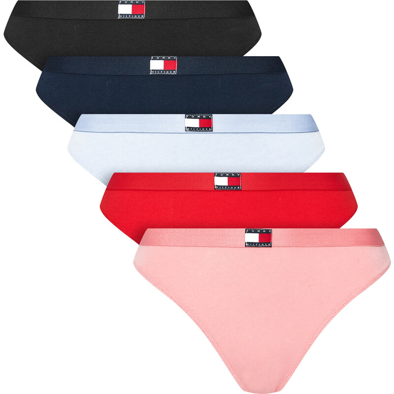 TOMMY HILFIGER - tangá 5PACK Tommy flag cotton stretch hot heat & blue 60850576
