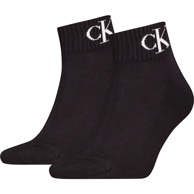 CALVIN KLEIN - 2PACK CK jeans monogram čierne quarter ponožky - 60850590