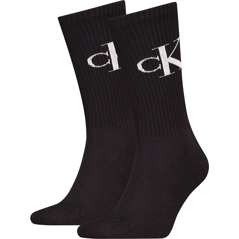 CALVIN KLEIN - pánske ponožky 2PACK CK jeans monogram čierne - 60850587