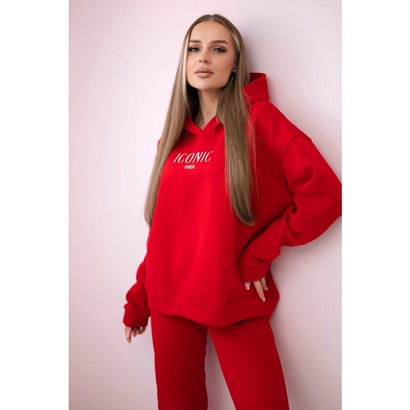 Kesi Insulated cotton set, sweatshirt with embroidery + red trousers 64785417