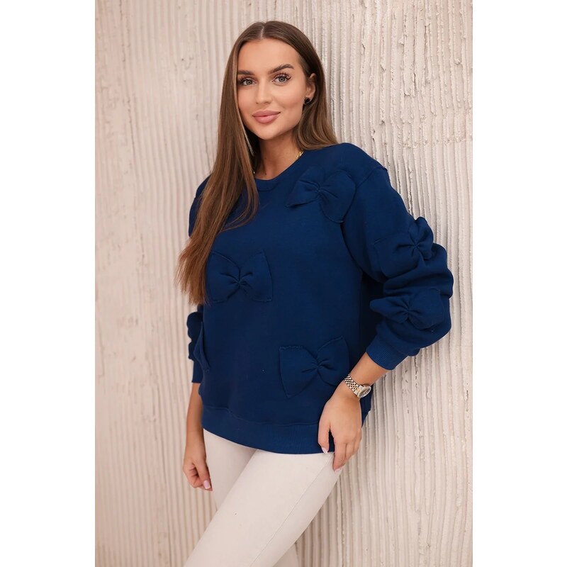 Kesi Insulated cotton sweatshirt with decorative bows dark blue 64785447