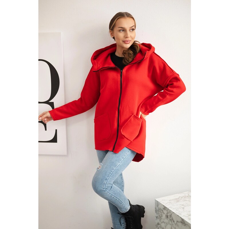 Kesi Insulated sweatshirt with a longer back and red pockets 64785312