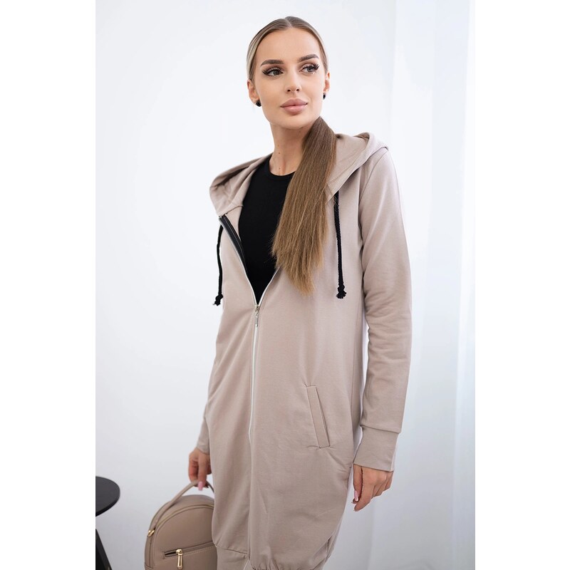 Kesi Dress with hood and hood in dark beige color 60730279