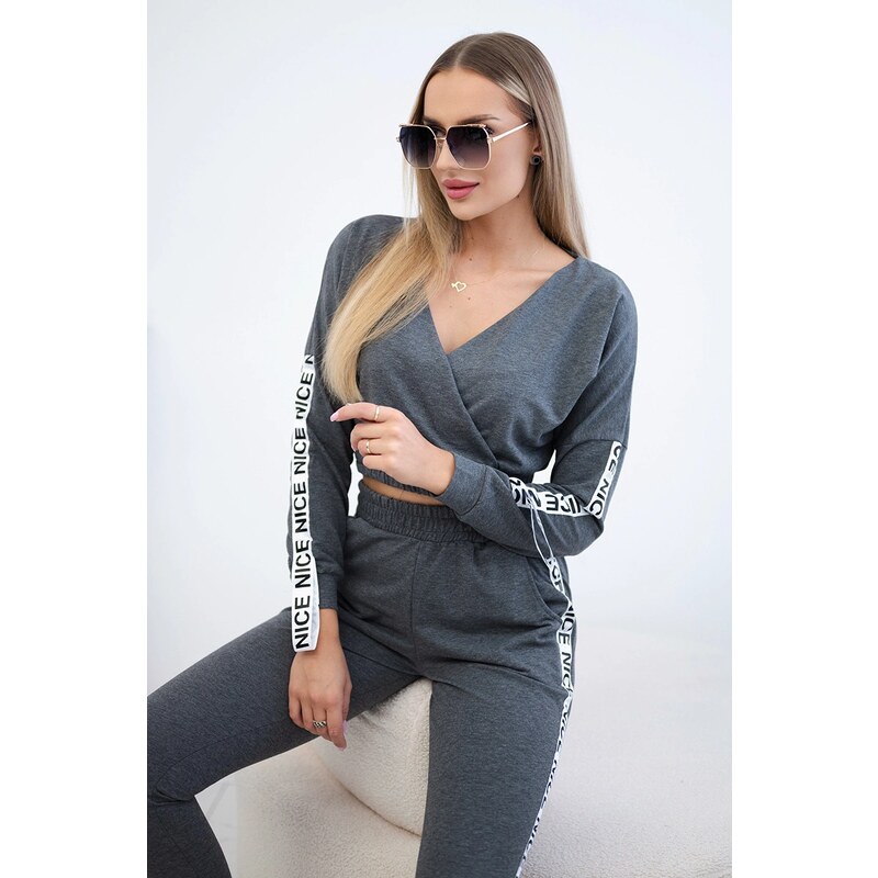 Kesi Set with decorative stripes graphite melange 60708295