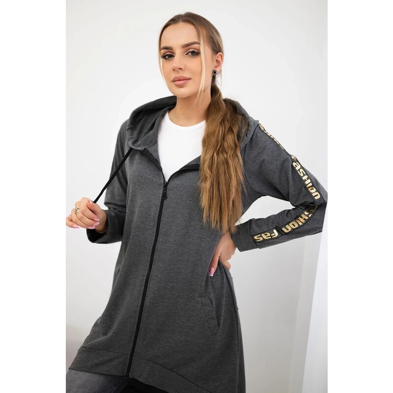 Kesi Zip-up sweatshirt in graphite melange back 60708485