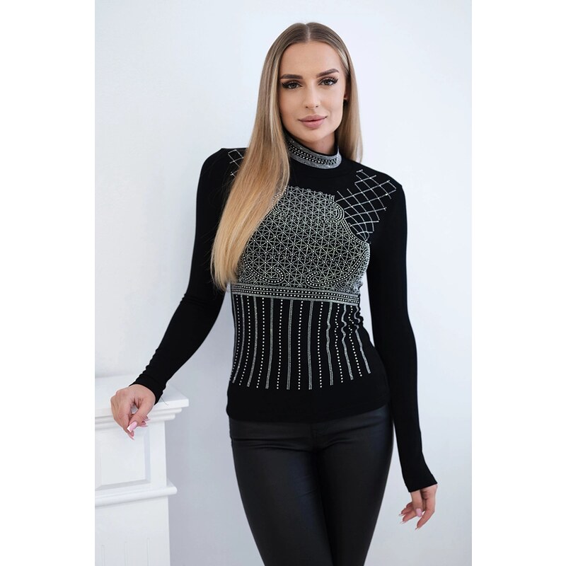 Kesi Viscose blouse with zircon motif black 60709922