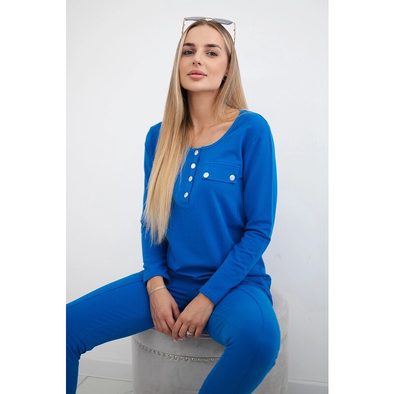 Kesi Set with press stud neckline in purple blue color 60865145