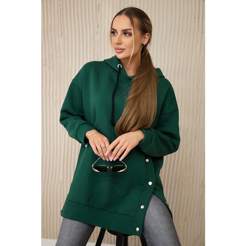 Kesi Insulated sweatshirt with dark green press studs 64785197