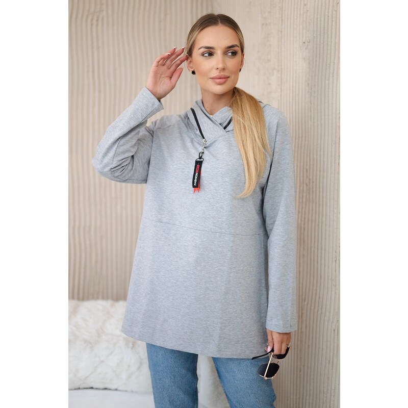 Kesi Tunic with zipper on hood Oversize gray 64655288