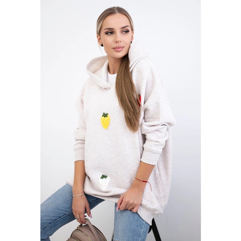 Kesi Insulated sweatshirt with strawberry motif beige melange 64785705