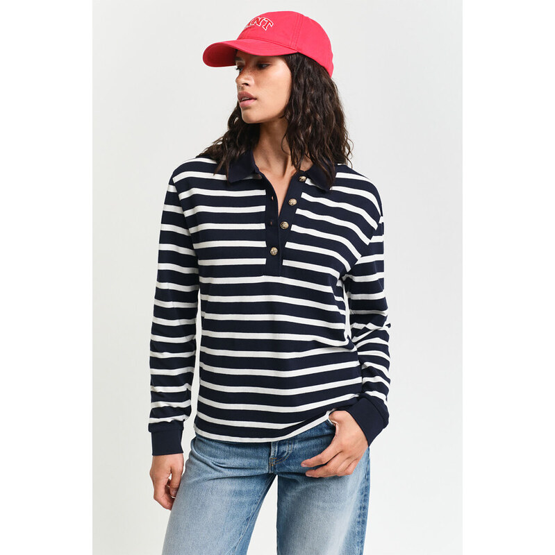 E-shop POLOKOŠEĽA GANT BRETON STRIPE LS PIQUE POLO EVENING BLUE