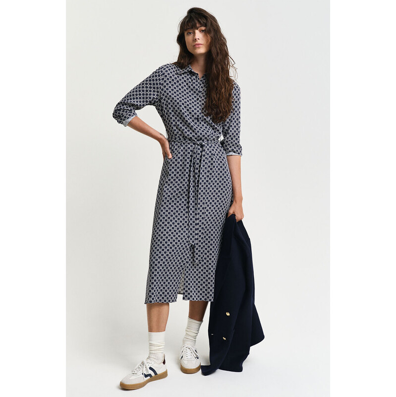 Šaty gant slim geometric printed shirt dress evening blue 60876142