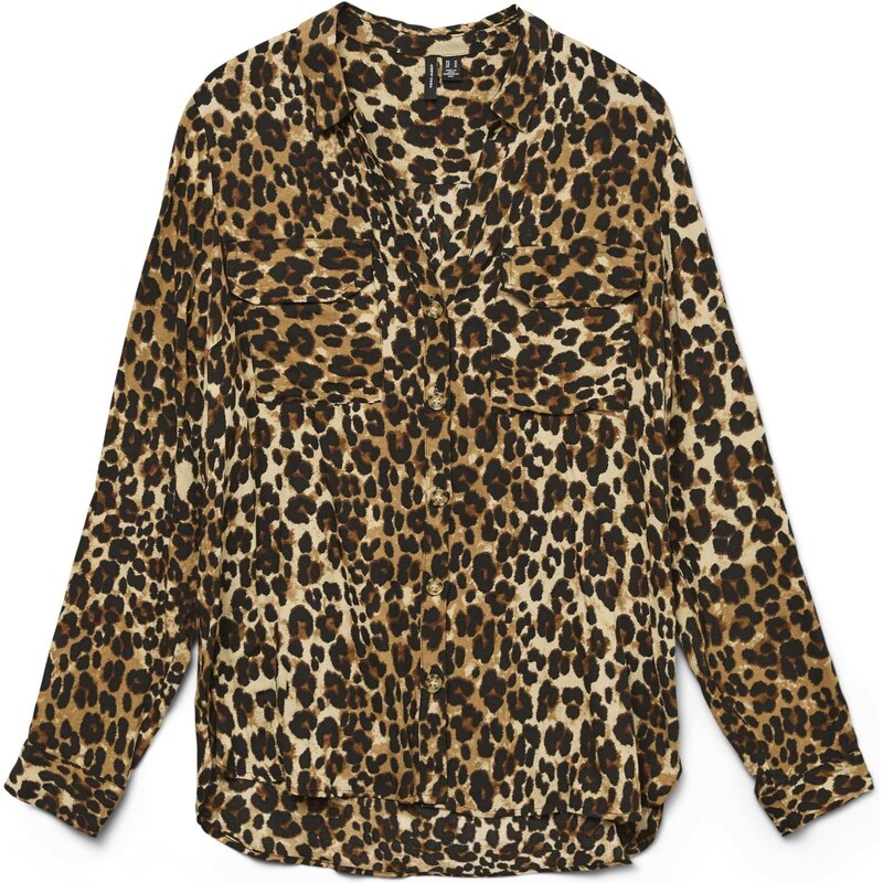 VERO MODA Blúzka Bumpy béžová / hnedá / čierna 63150374