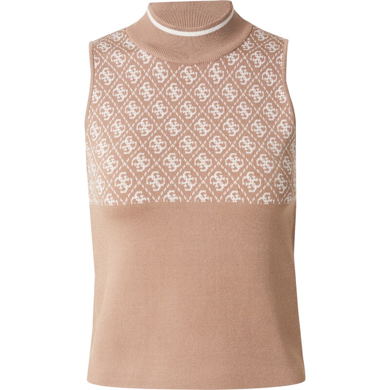 GUESS Vyšívaný top LISE piesková / biela 60919158