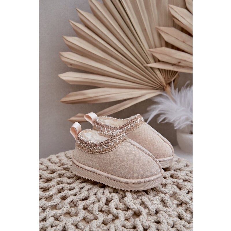 Boto FR1 Snehové topánky detské na platforme zateplené kožušinou 60877016