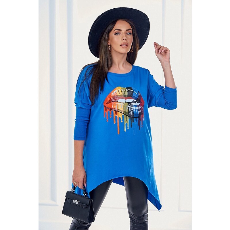 Kesi Oversize blouse with rainbow lip print purple-blue 60729810