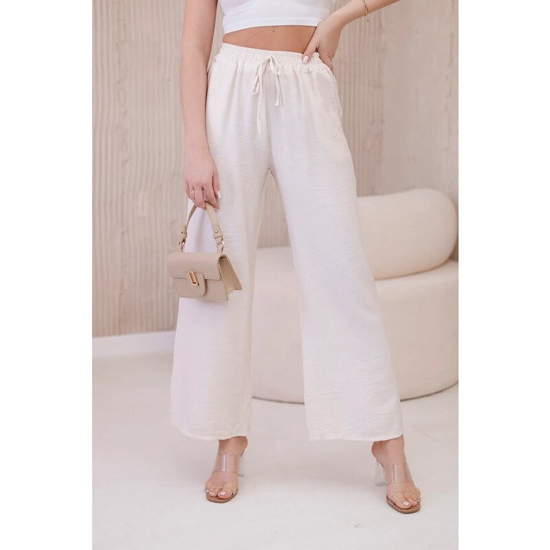 Kesi Włoski Viscose wide trousers in light beige color 60708705