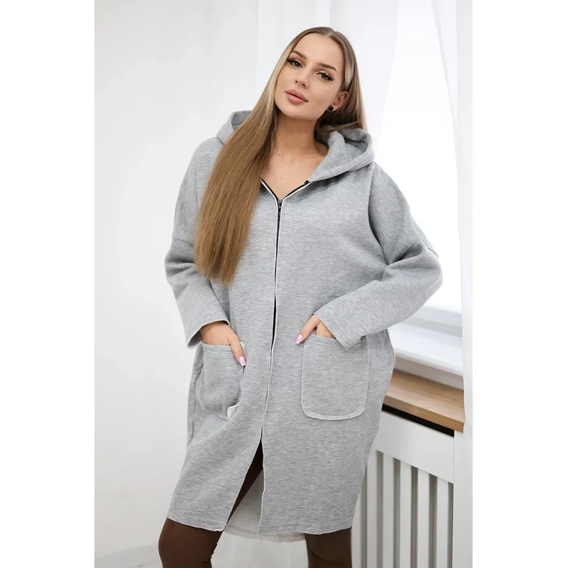 Kesi Insulated sweatshirt with a longer back in gray color 60754247