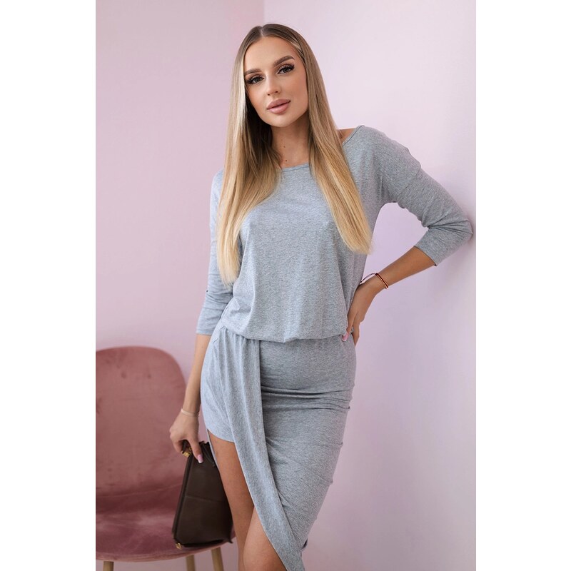 Kesi Asymmetrical dress, 3/4 sleeve gray 60755025