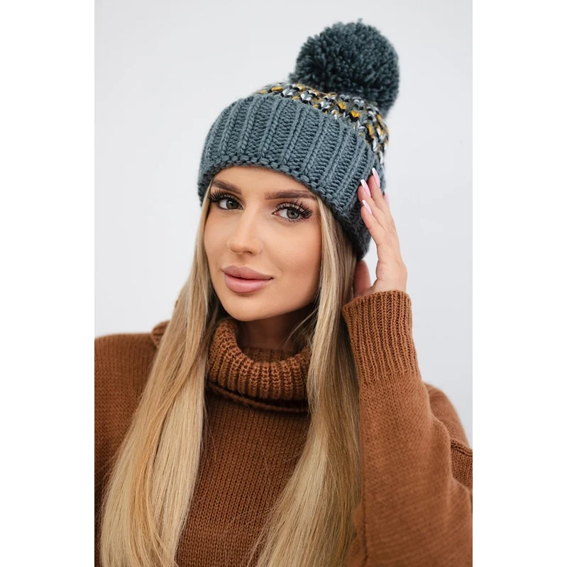 Kesi marka niezdefiniowana Dámska čiapka s pomponom Ellen K325 tmavo 60877295