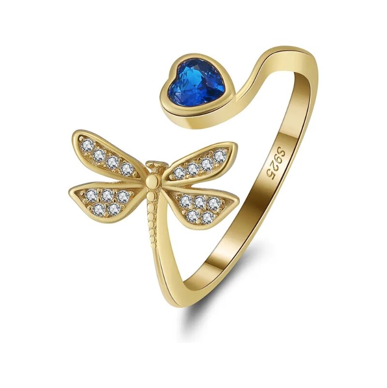 MAJYA Strieborný nastaviteľný prsteň ZAFIRA pozlátený 11363 64582468