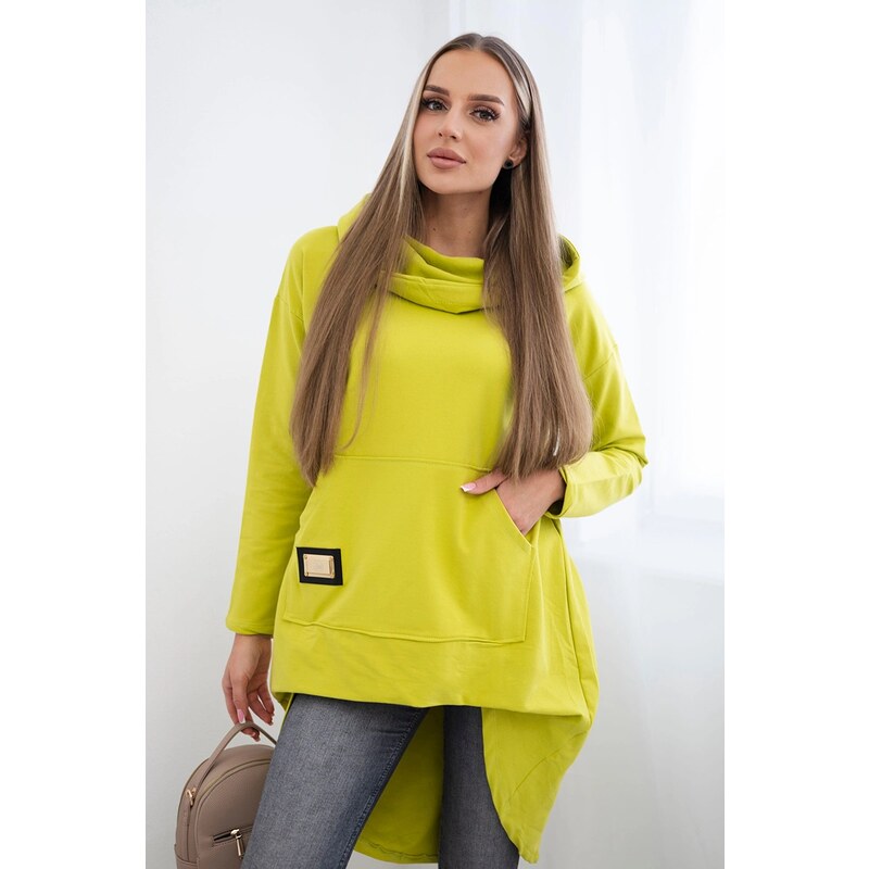 Kesi Sweatshirt with a long back and kiwi hood 64785147