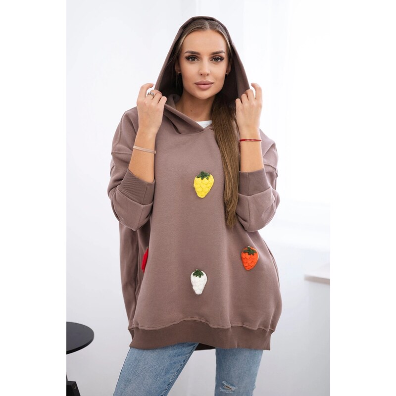 Kesi Insulated sweatshirt with mocha motif of strawberries 64785377