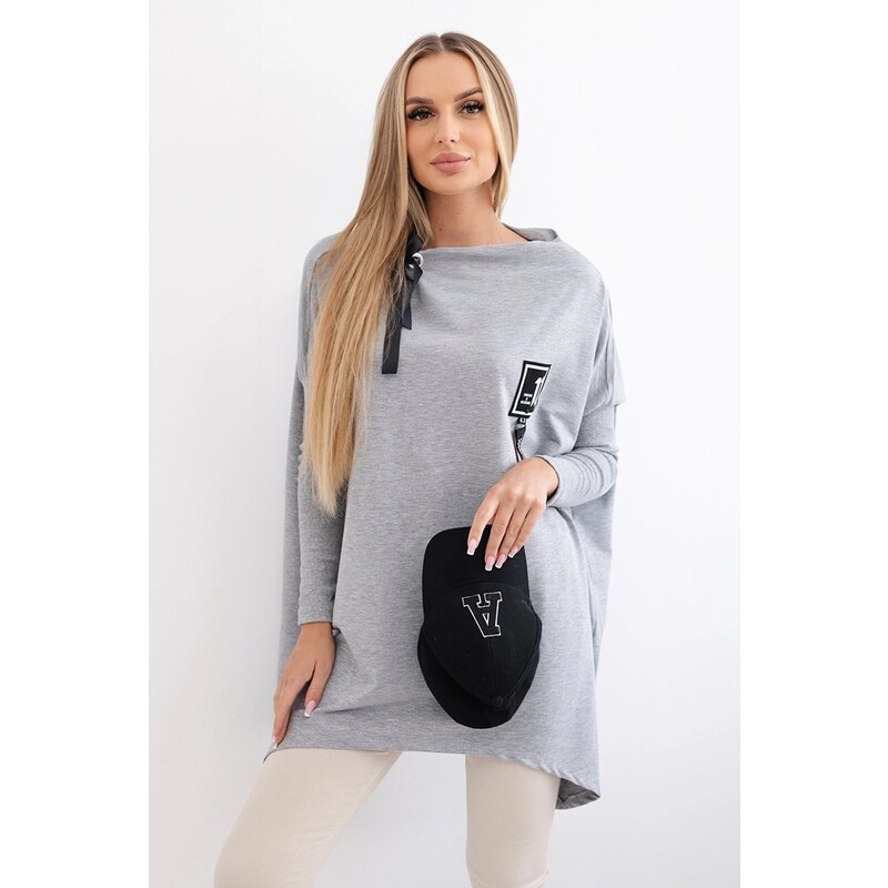Kesi Oversize sweatshirt with asymmetrical sides in gray color 64785474