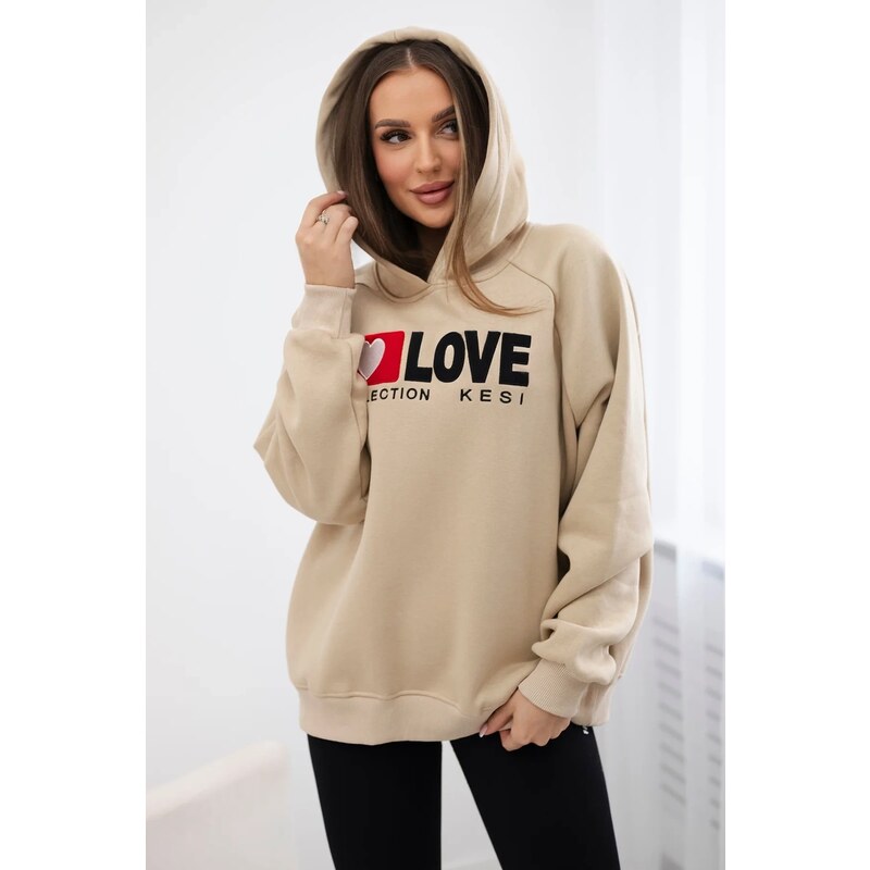 Kesi Cotton insulated hooded sweatshirt light beige 64785475