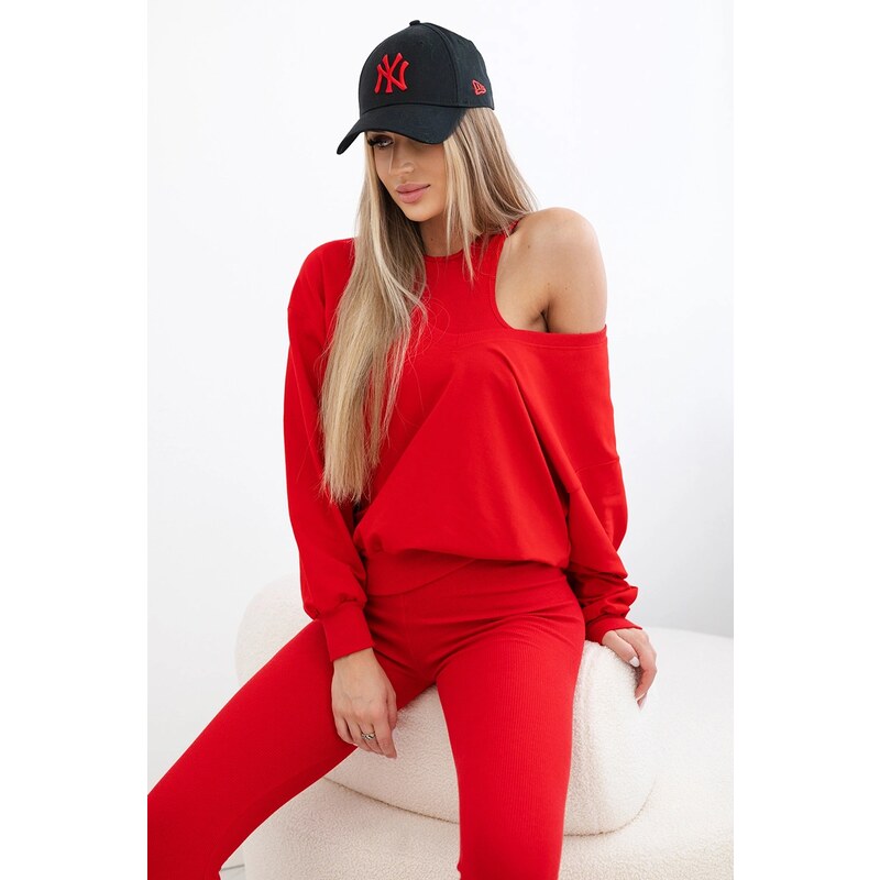 Kesi 3-piece set sweatshirt + top + leggings red 64785599