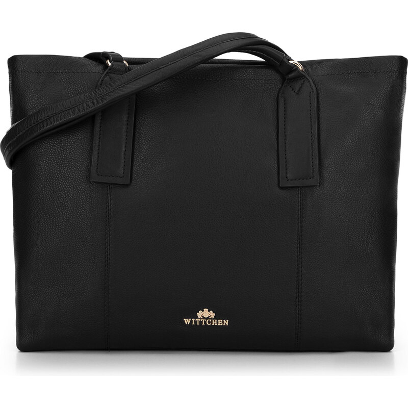 Wittchen Dámska kožená shopper kabelka so zadným vreckom čierna 99-4E 66066277
