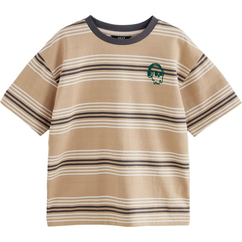 Next Tričko tmavobéžová / čierna / biela 60912071