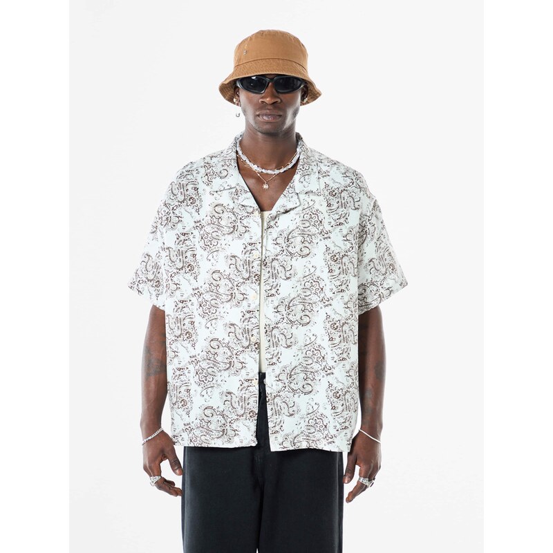 VAMOS CLO Košeľa hnedá / biela 61944106