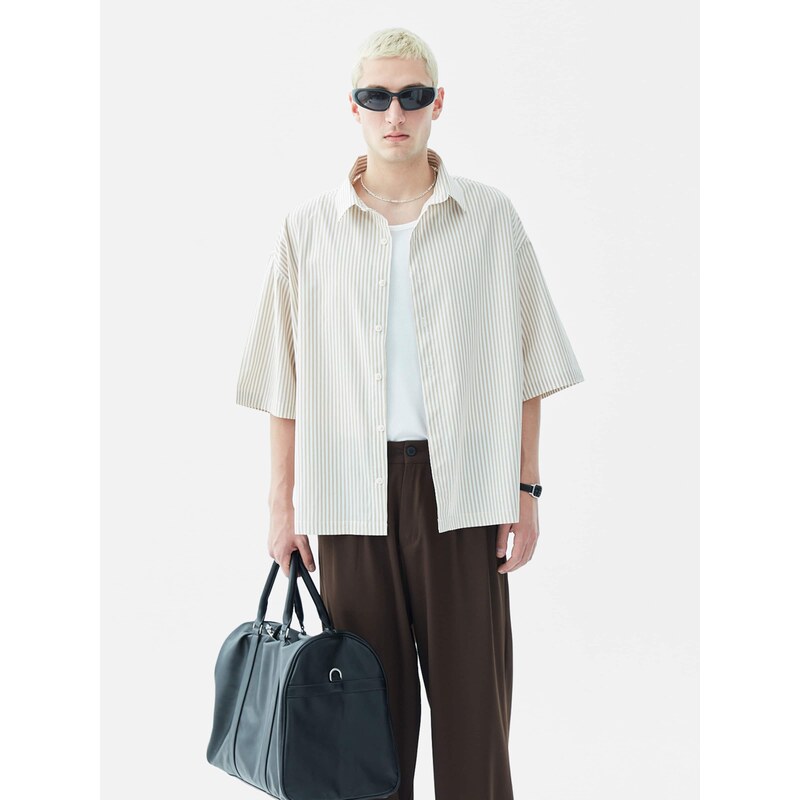 VAMOS CLO Košeľa béžová / biela 61944127