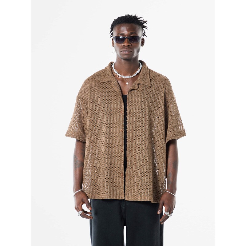 VAMOS CLO Košeľa béžová / tmavobéžová 61944142