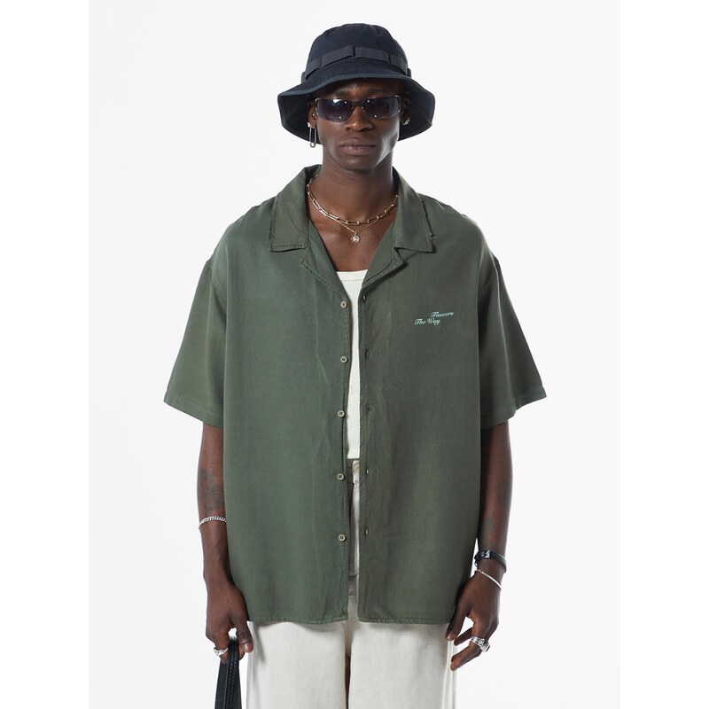 VAMOS CLO Košeľa tmavozelená / zmiešané farby 61944185