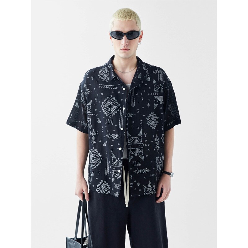 VAMOS CLO Košeľa vínovo červená / čierna 61944196